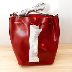 Shoulder Bucket Bag Red Tassel Drawstring Crossbody‎ Purse Boho Oxblood Pouch